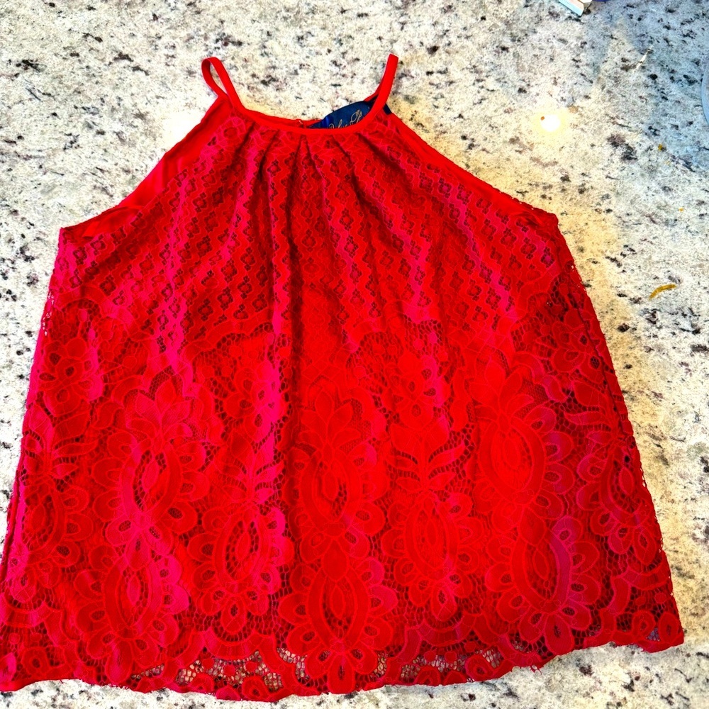 Red Lace Halter Top from Blue Rain size Small